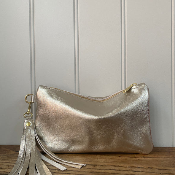 Soft gold leather Thorpe clutch purse