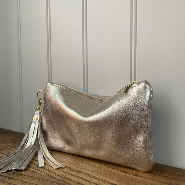 Soft gold leather Thorpe clutch purse