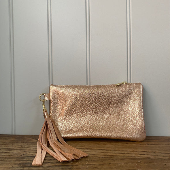 Rose gold leather Thorpe clutch