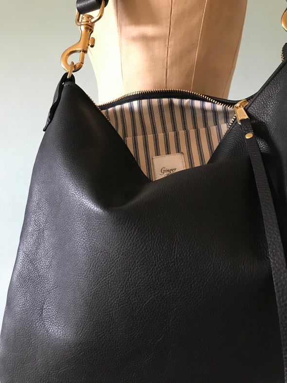 black leather crossbody handbag