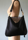 black leather crossbody handbag