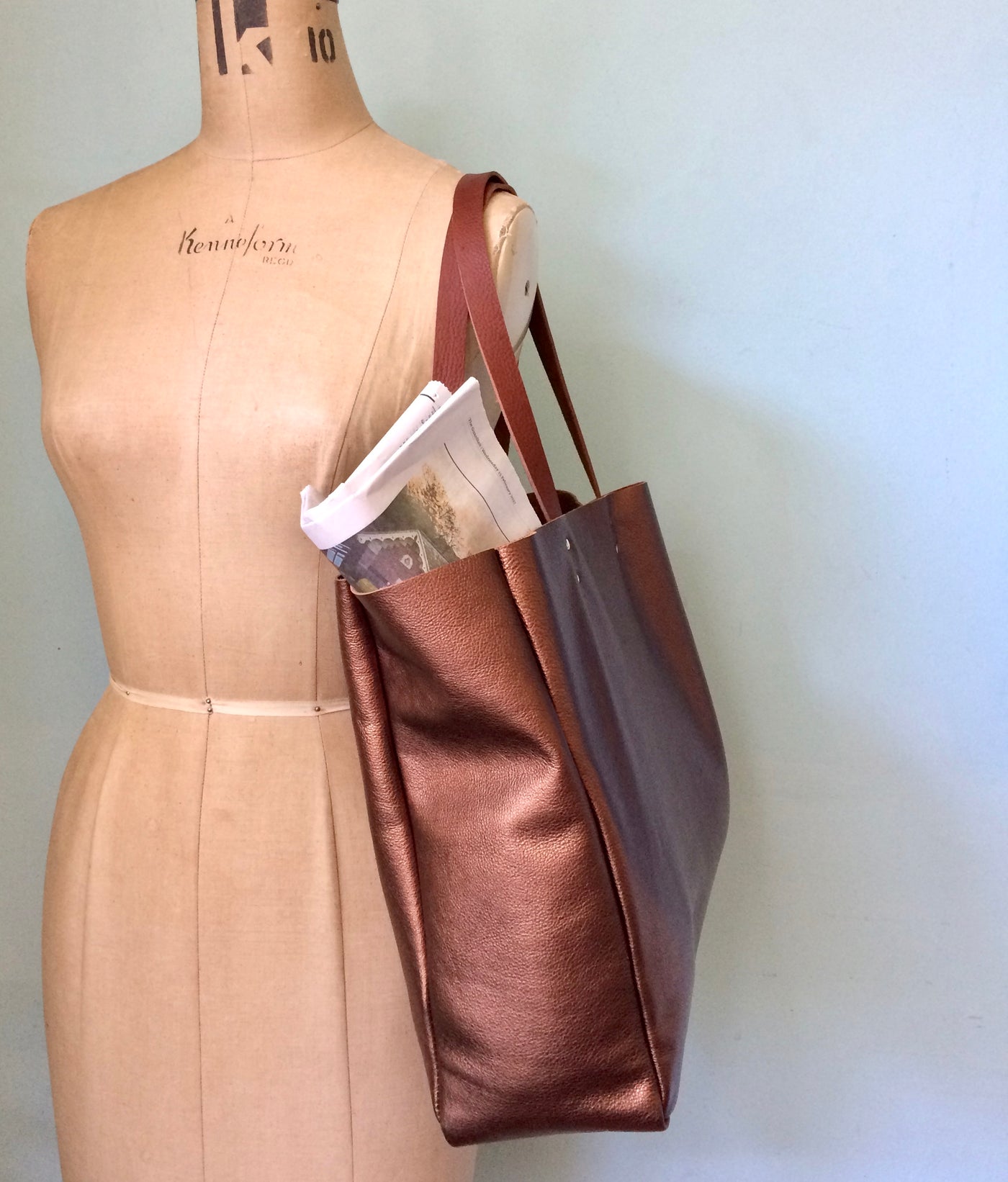 Bronze Morse leather tote bag – Ginger and Brown