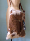 Brown and white Cynthia bag, cowhair and leather crossbody purse, cowhair handbag