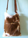 Brown and white Cynthia bag, cowhair and leather crossbody purse, cowhair handbag