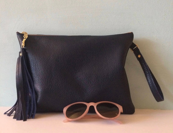 Navy blue leather Clarke clutch, blue leather iPad bag, iPad case, navy clutch purse