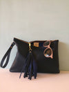 Navy blue leather Clarke clutch, blue leather iPad bag, iPad case, navy clutch purse