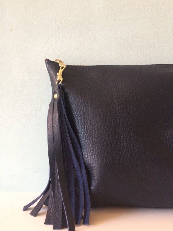 Navy blue leather Clarke clutch, blue leather iPad bag, iPad case, navy clutch purse