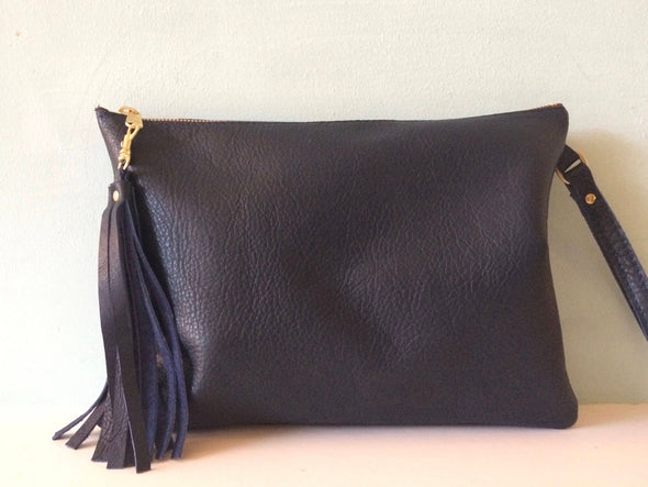 Navy blue leather Clarke clutch, blue leather iPad bag, iPad case, navy clutch purse