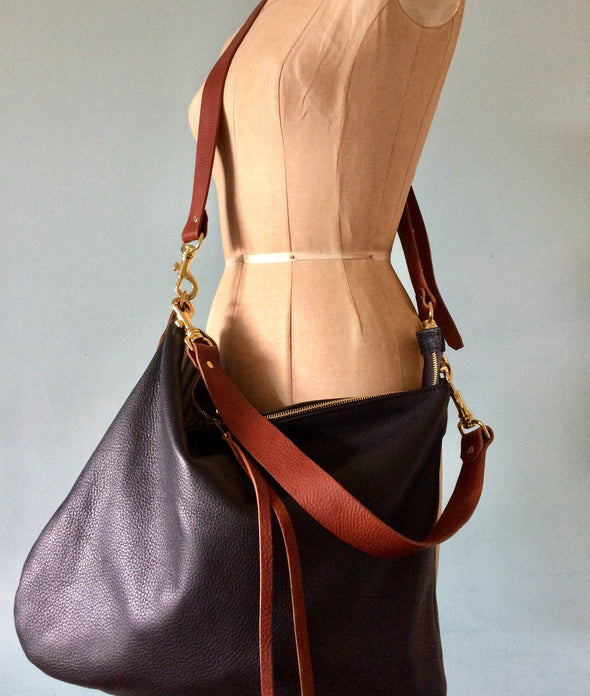 Leather bag, large black crossbody Dumpling 2 bag, black leather purse, black shoulder bag, leather bag