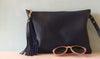 Navy blue leather Clarke clutch, blue leather iPad bag, iPad case, navy clutch purse