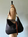 Leather bag, large black crossbody Dumpling 2 bag, black leather purse, black shoulder bag, leather bag