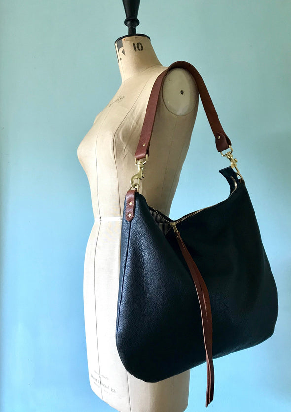 Leather bag, large black crossbody Dumpling 2 bag, black leather purse, black shoulder bag, leather bag