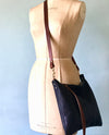 Navy blue leather Miss Mason messenger bag, blue leather crossbody handbag, navy blue purse