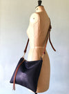 Navy blue leather Miss Mason messenger bag, blue leather crossbody handbag, navy blue purse