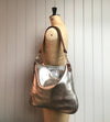 Leather Dumpling bag, soft gold leather handbag, champagne gold leather messenger bag, gold leather purse