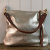 Leather Dumpling bag, soft gold leather handbag, champagne gold leather messenger bag, gold leather purse