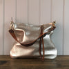 Leather Dumpling bag, soft gold leather handbag, champagne gold leather messenger bag, gold leather purse