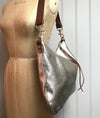 Leather Dumpling bag, soft gold leather handbag, champagne gold leather messenger bag, gold leather purse