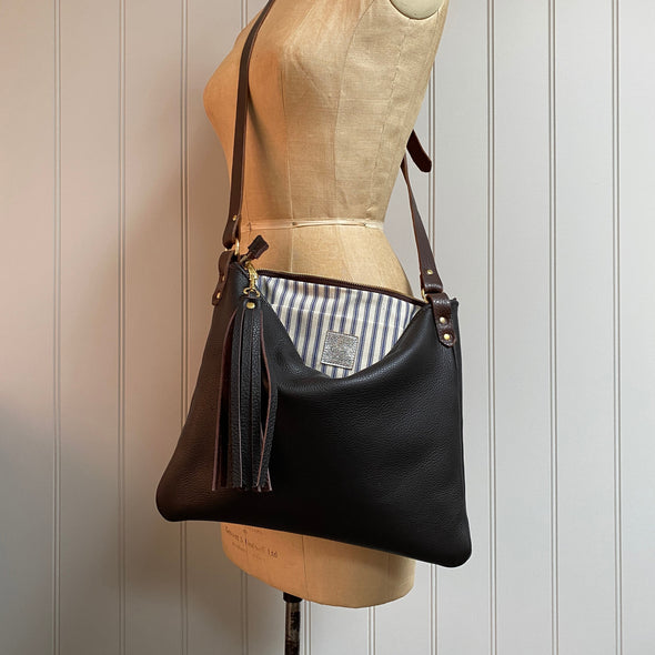 Dark brown leather handbag, Miss Mason leather purse, leather bag by Ginger and Brown