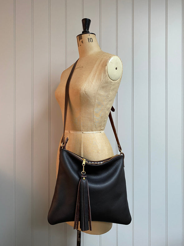 Dark brown leather handbag, Miss Mason leather purse, leather bag by Ginger and Brown