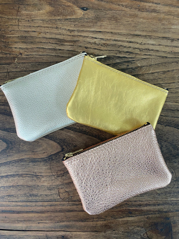 SALE PRICE!  Leather purse, rose gold leather Wicket purse, coin purse, bag tidy, leather pouch