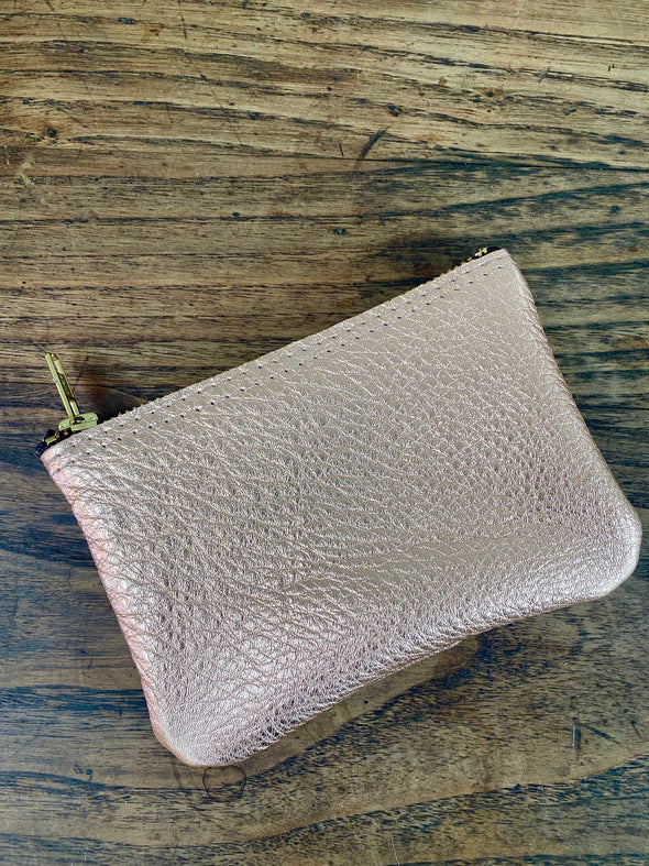 SALE PRICE!  Leather purse, rose gold leather Wicket purse, coin purse, bag tidy, leather pouch