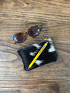 SALE PRICE!  Leather purse, cowhair and dark brown leather Wicket purse, coin purse, bag tidy, leather pouch