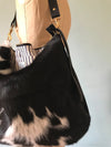 Leather and cowhide bag, large black crossbody Dumpling 2 bag, black leather purse, black shoulder bag, leather bag