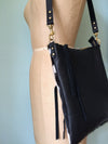 Cowhair and leather Cynthia bag, black and white leather cross body bag, black leather handbag