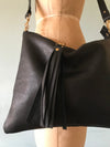 Black leather Miss Mason messenger bag, black leather crossbody handbag, black purse