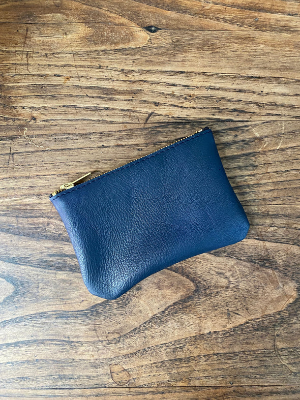 SALE PRICE!  Leather purse, navy blue leather Wicket purse, coin purse, bag tidy, leather pouch