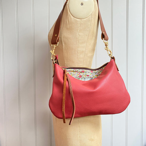 Red leather handbag, soft red Sweet Dumpling leather purse, red crossbody bag,  shoulder bag