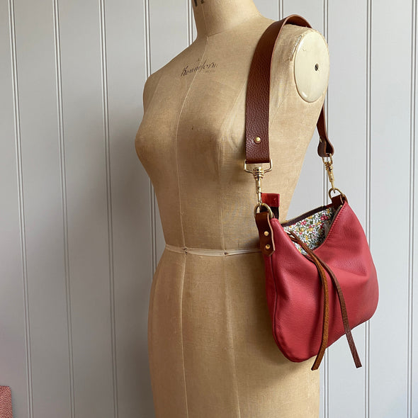 Red leather handbag, soft red Sweet Dumpling leather purse, red crossbody bag,  shoulder bag