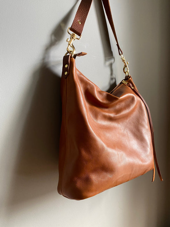 Brown leather bag, brown Irene shoulder bag, tan crossbody purse