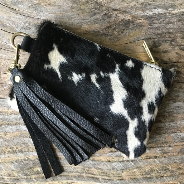 Small cowhair leather coin card Shrimp purse